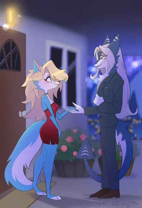Me and my gf going to have dinner on the fanciest restaurant in hell art by: beauty wolf on twitter