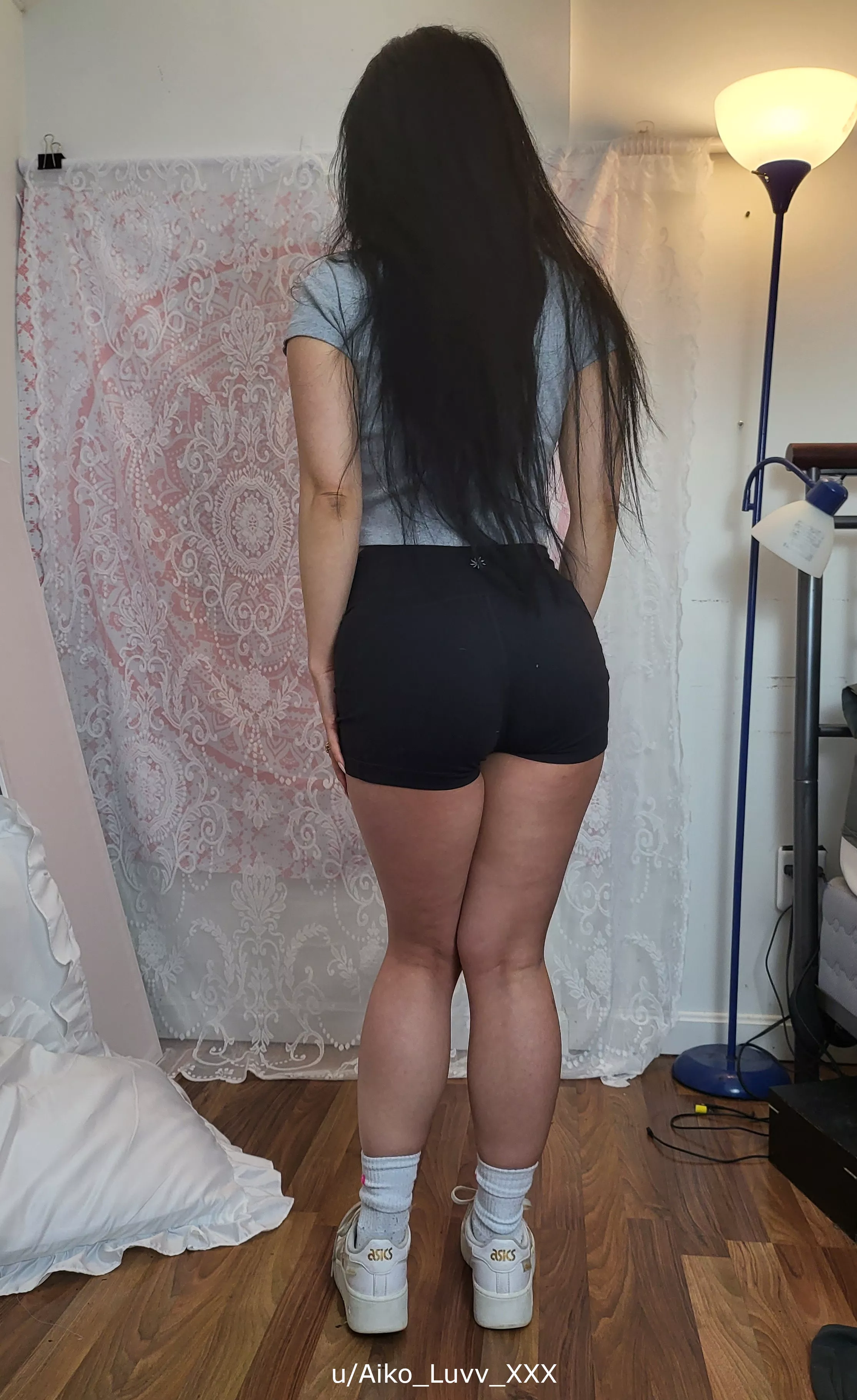 Curvy Asian Girl in Bike Shorts Ready to Ride