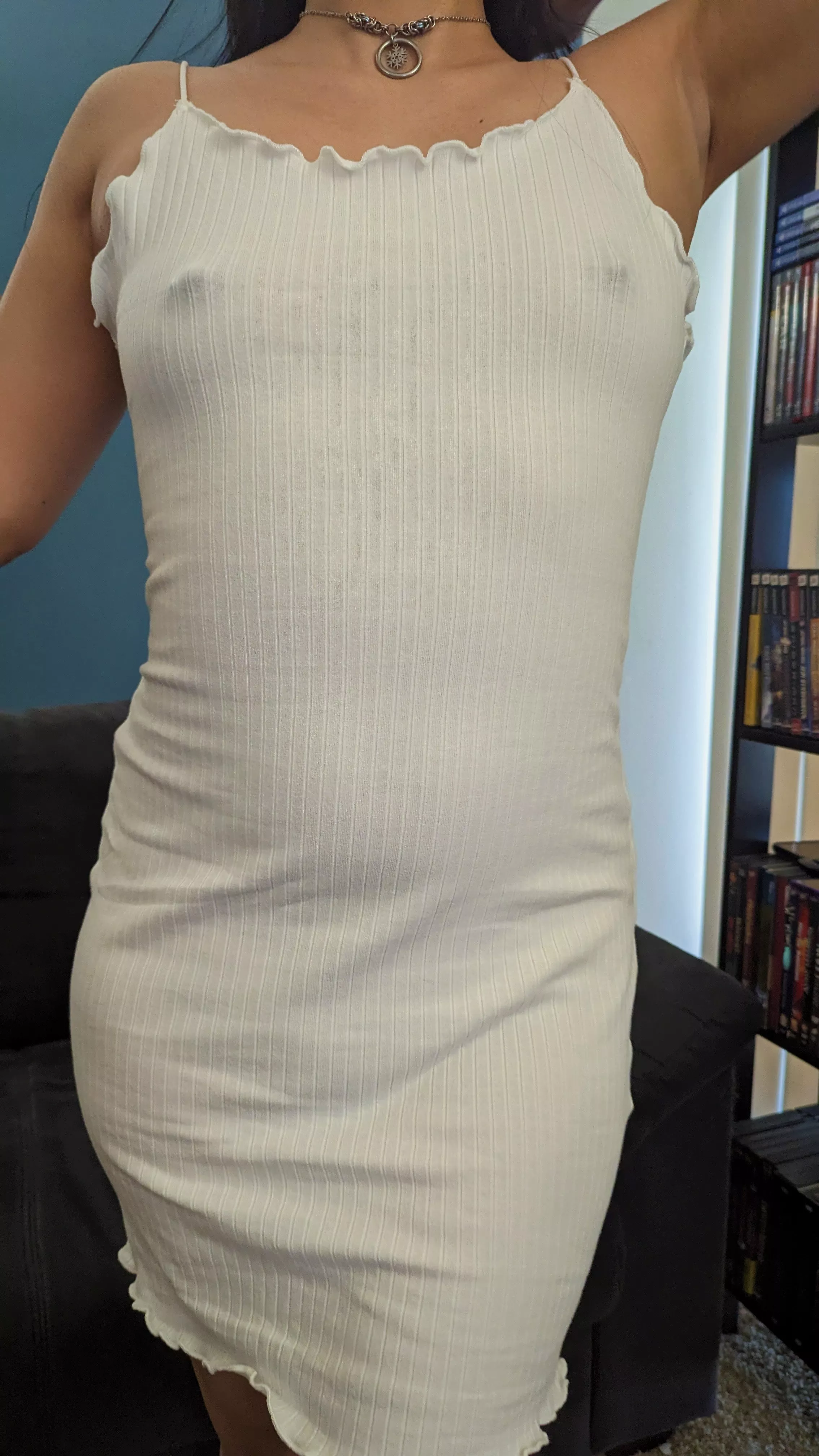 It would be wrong to wear a bra with white!