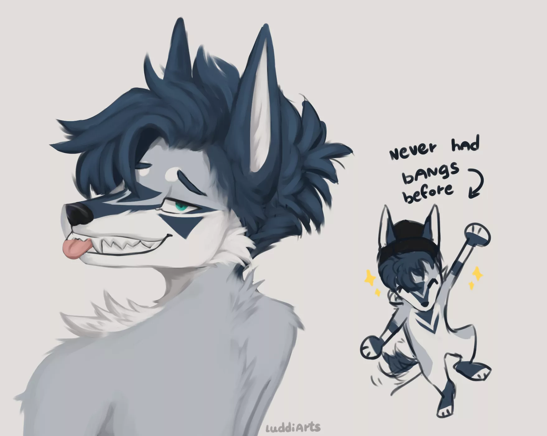 New haircut 🐺✂️ - (@luddiarts on Twitter)