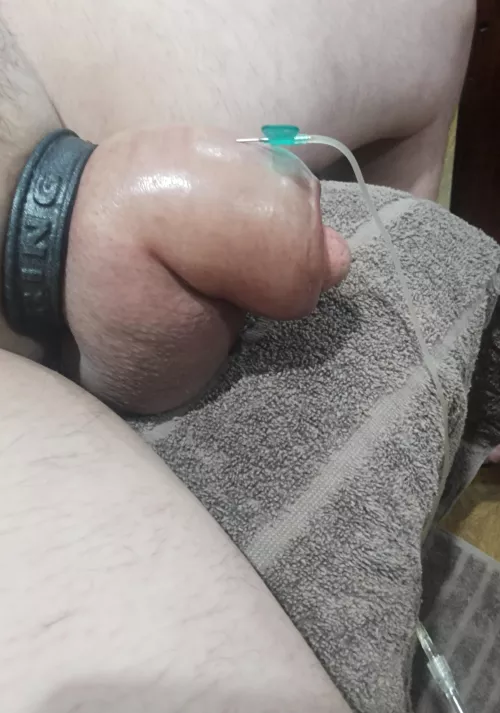 Saline hack to help fill my 3 inch pump! Can't wait to slide in soon!