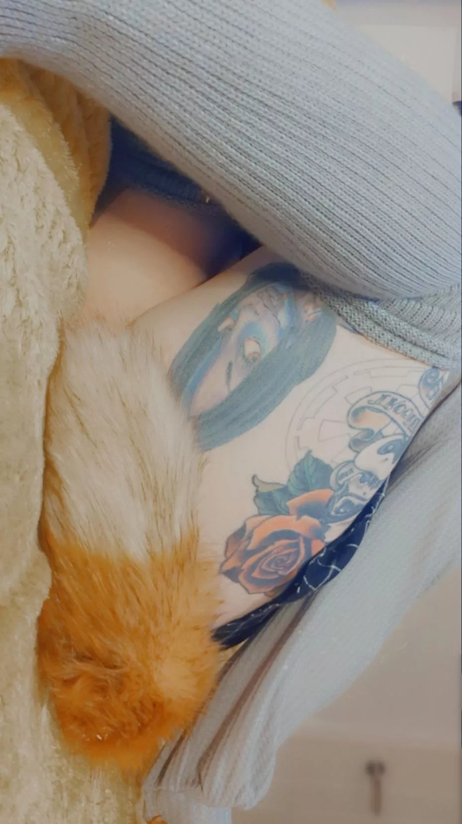 Tail, tattoos and thigh highs!