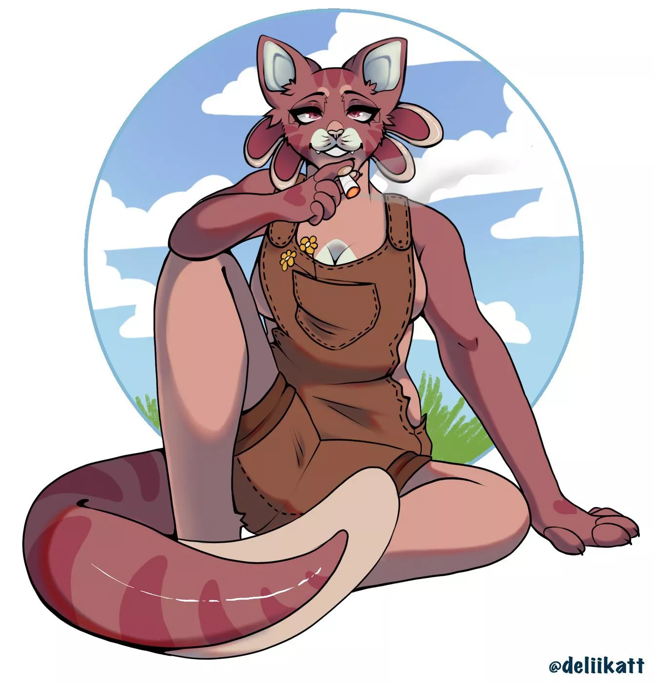Fullbody commission for Juniper <3 (Cat/axolotl hybrid, its pronouns are it/its)