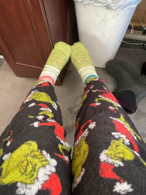 Grinch socks to match the pants