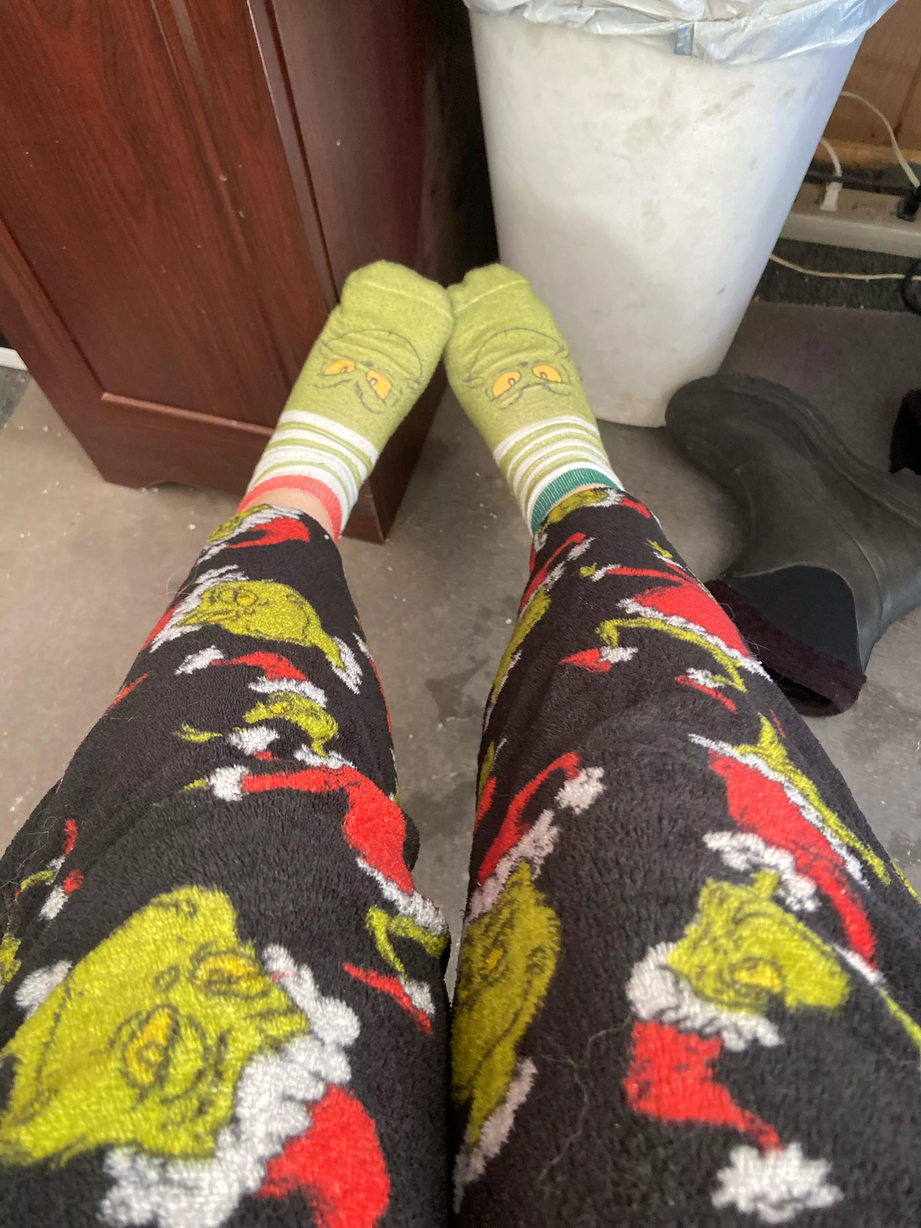 Grinch socks to match the pants