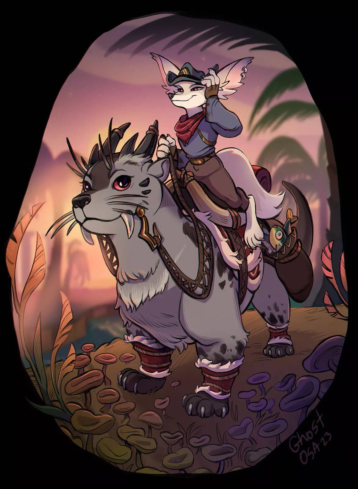 Just finished another vulpera explorer! :3 I love drawing these otter mounts so much <3 (commission)