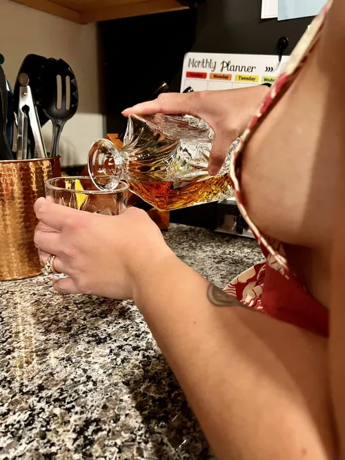 Making my man a drink after a long hard day at work! Are you thirsty?