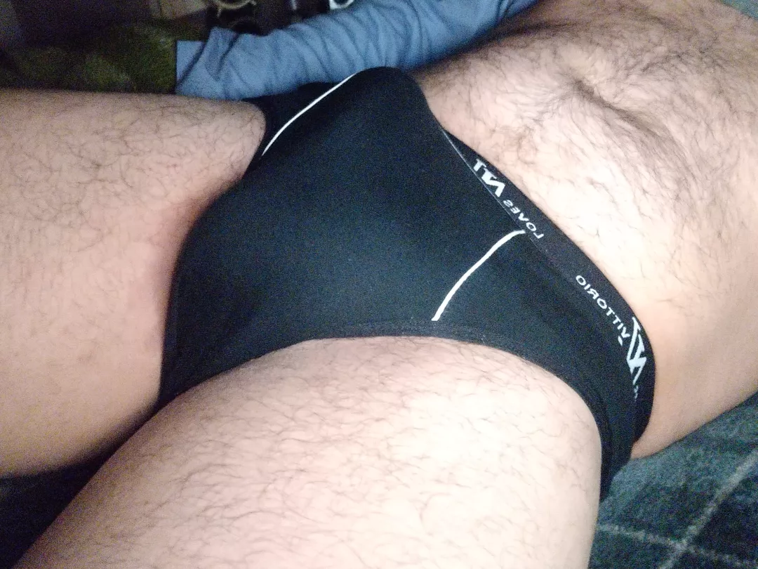 Morning bed selfie. Love those briefs, fake LV but so comfy and soft!
