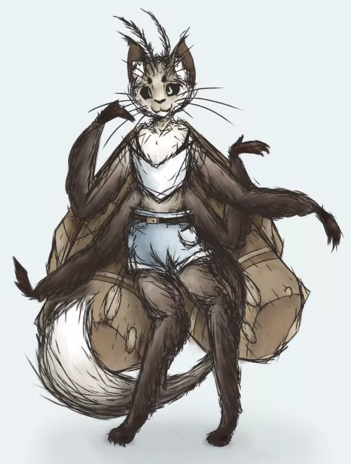 This is my most recent OC. I didn't think of any name for her yet but she's like a Mothcat or something.