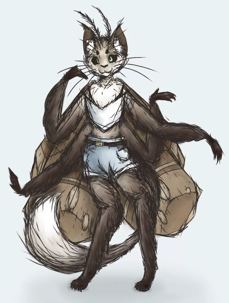 This is my most recent OC. I didn't think of any name for her yet but she's like a Mothcat or something.