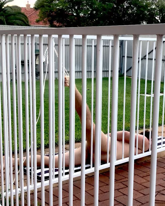 Tied to the pool fence