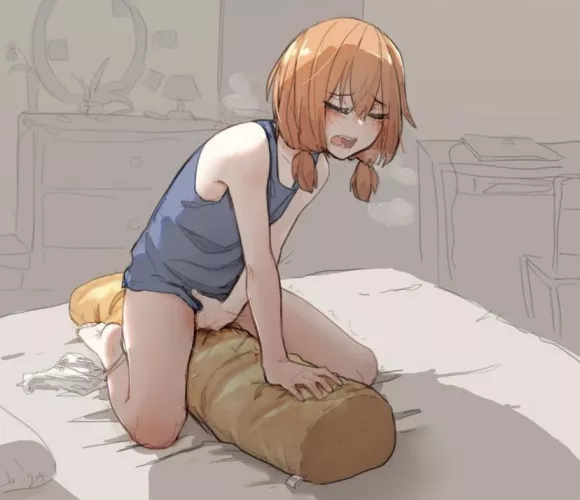 Getting off with her pillow
