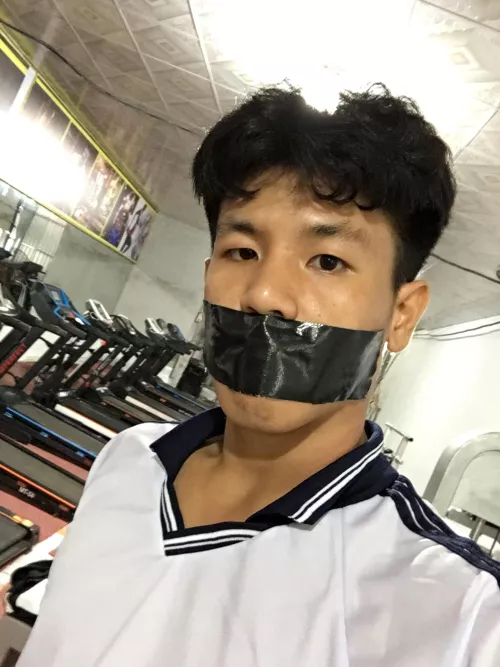 I always love the thrill of being tape gagged in public….