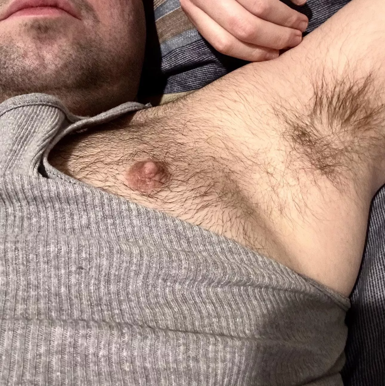 My exposed pit and nip is inviting you and your tongue