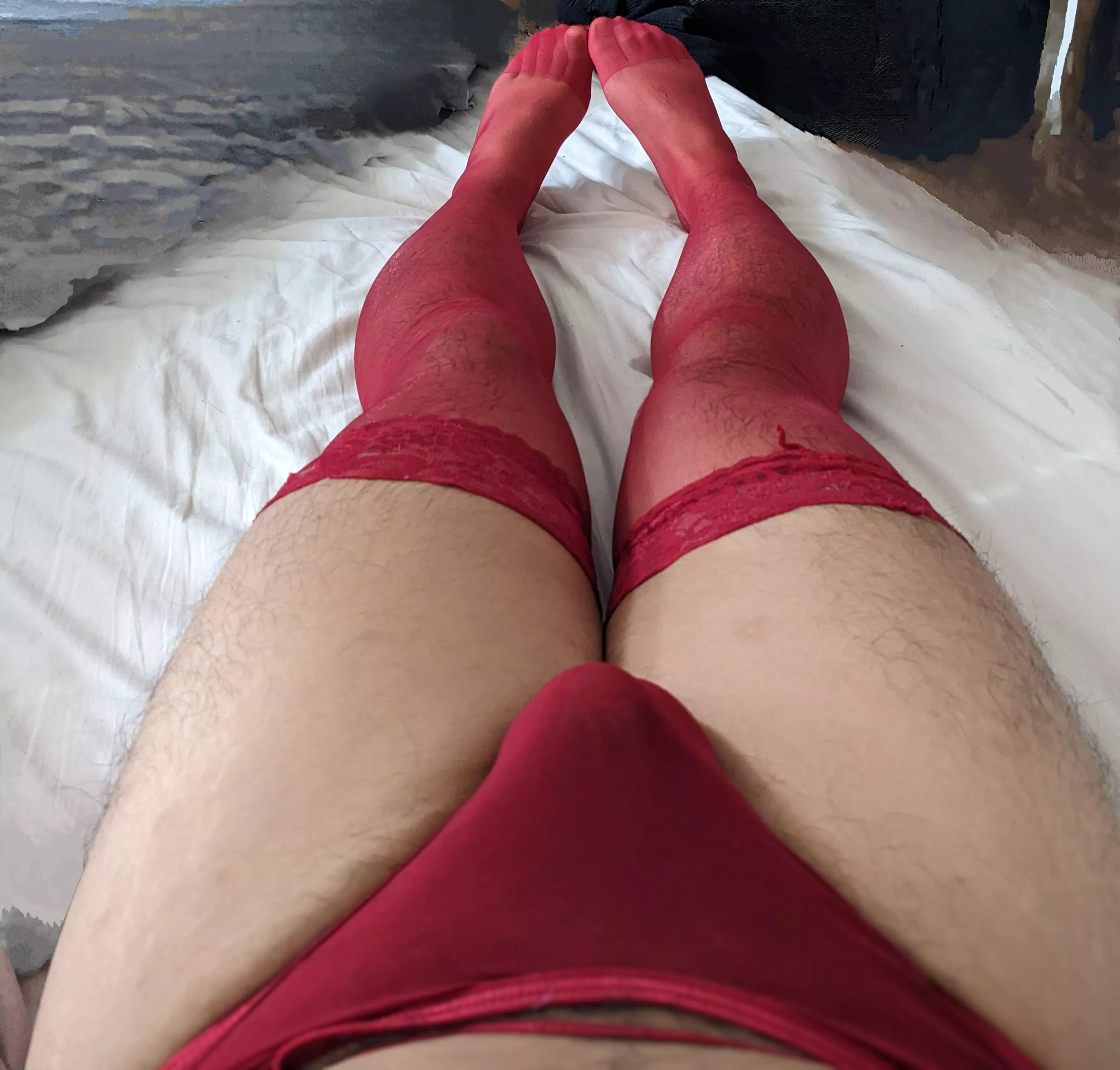 Feet in red