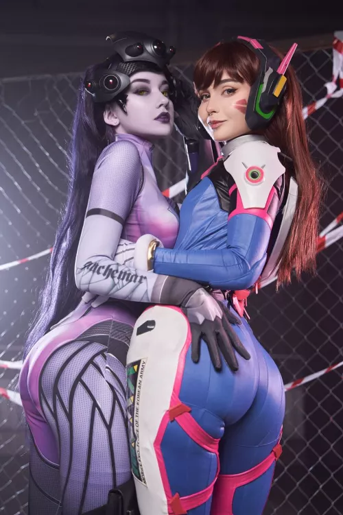 Overwatch Dva by maruxia_cos and Widowmaker by shorinya