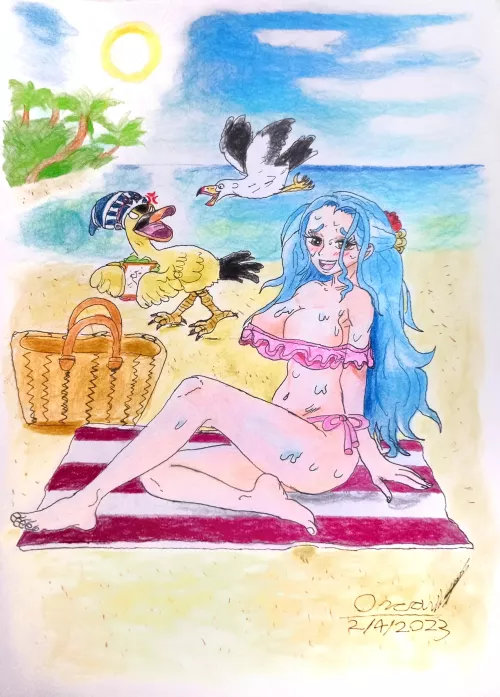 Vivi at the beach (Art by me)