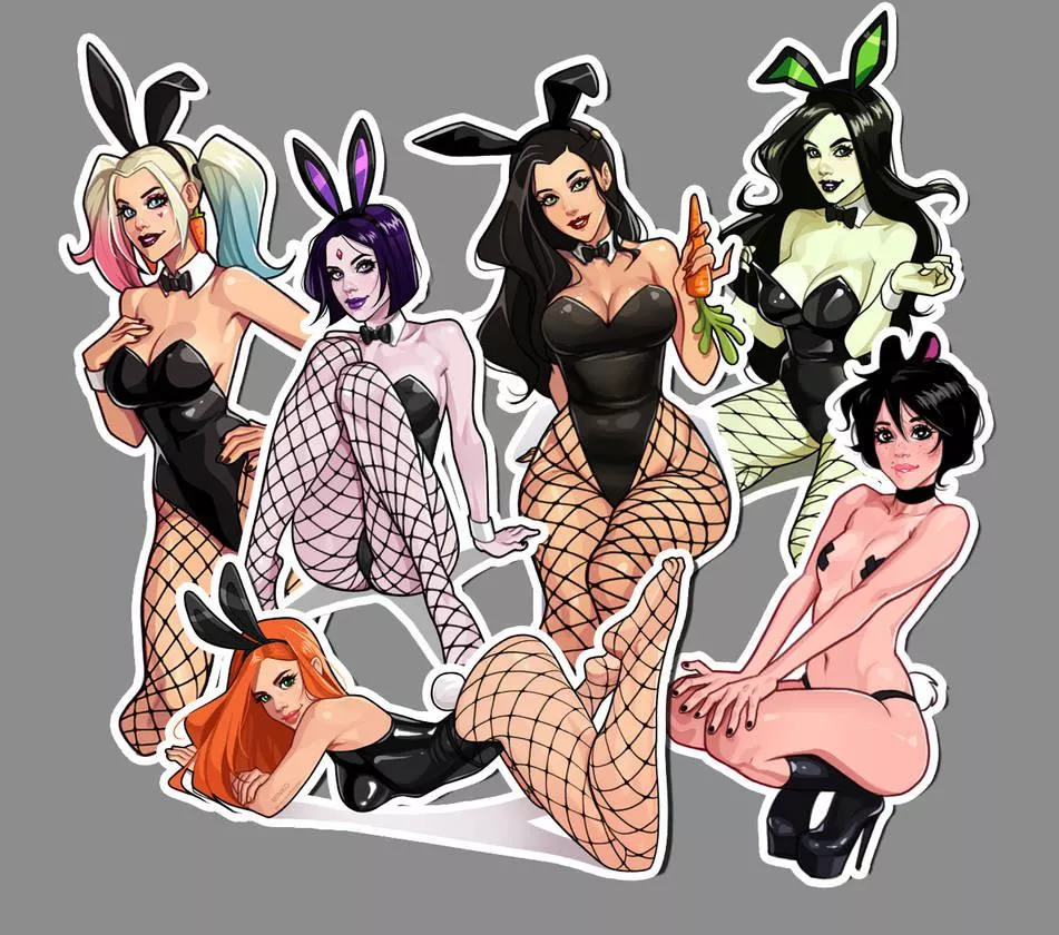 Which one first? Harley Quinn, Raven, Kim Possible, Asami, Shego, or Buffy (Olena Minko) [DC Comics, Teen Titans, Batman, Harley Quinn, Kim Possible, The Legend of Korra, Olena Minko]