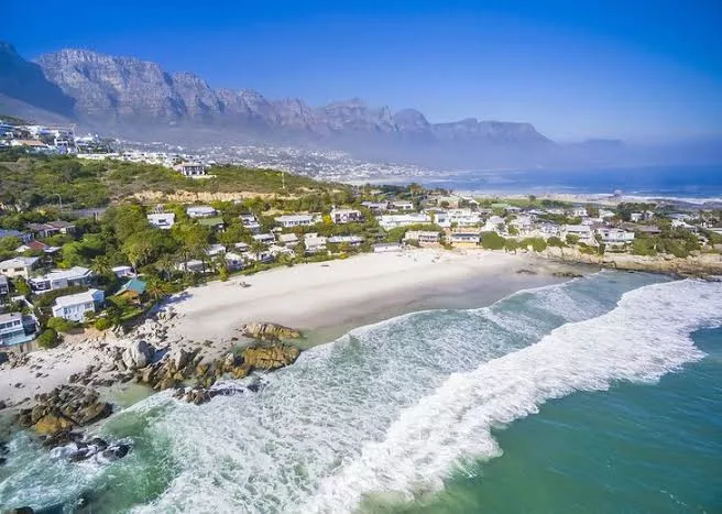 3rd April drone shot of Cape Town beach