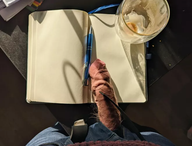 Coffee drained, now how about my cock?