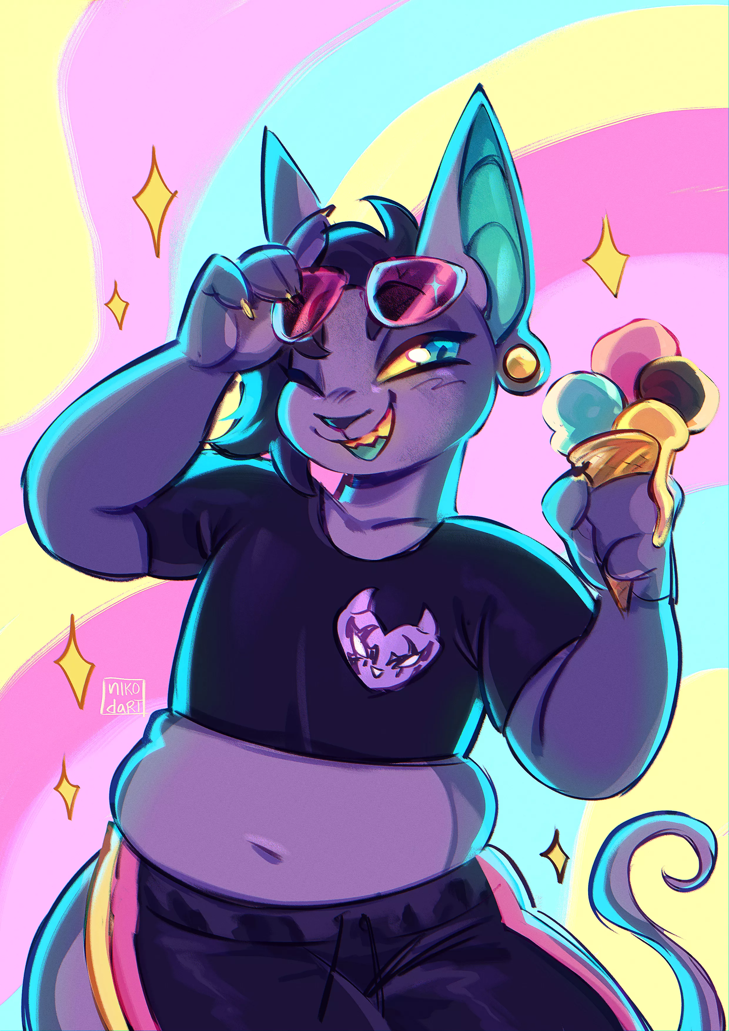 Icy treat 🍨! (my fursona, art by @nikodart on twitter)