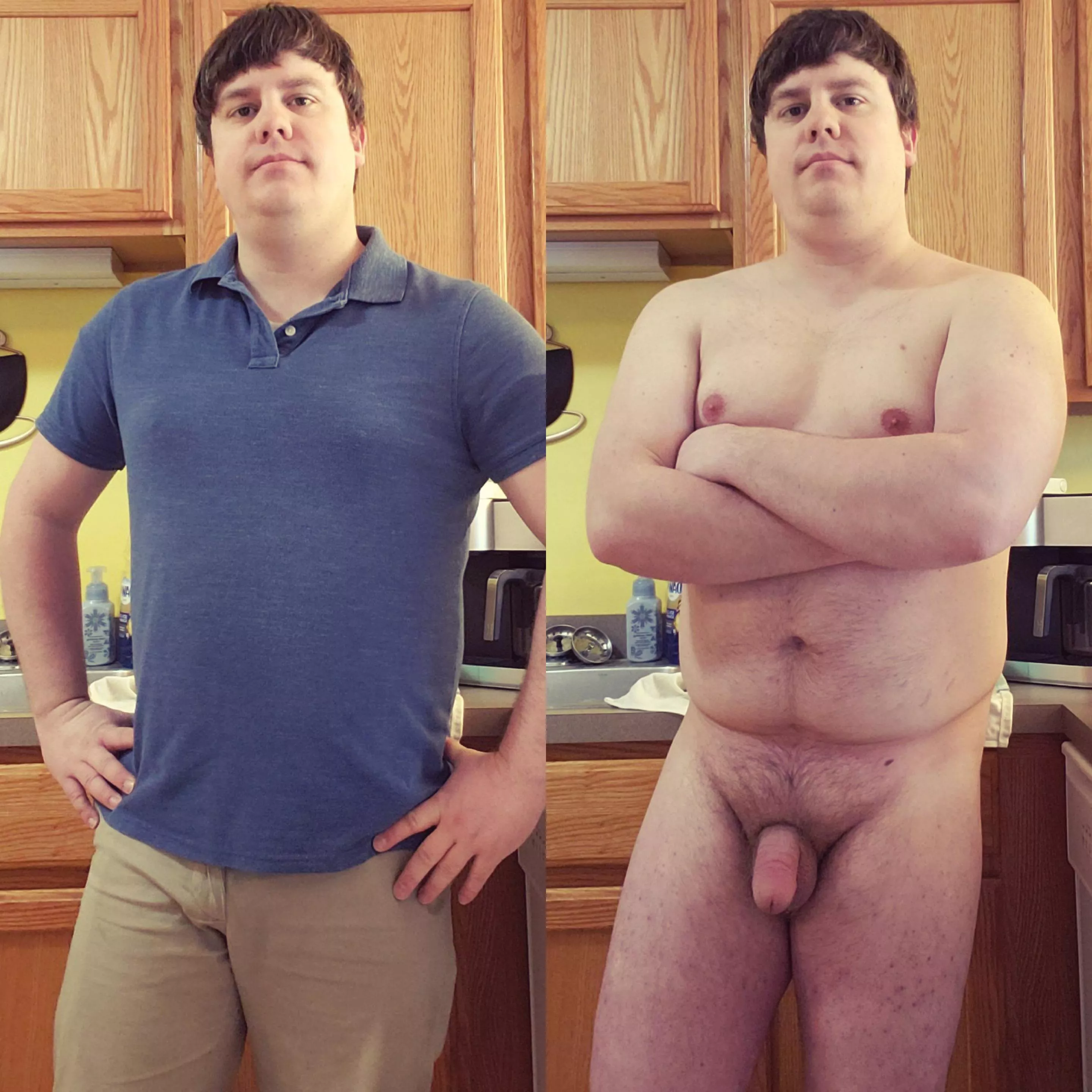 Kitchen clothed and nude