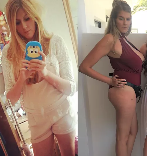 Love it when a girl gets bigger boobs and starts showing off her body more.