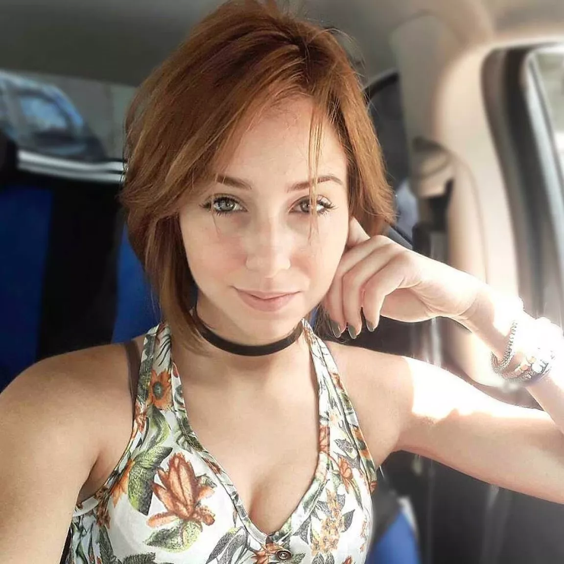 Out in her car