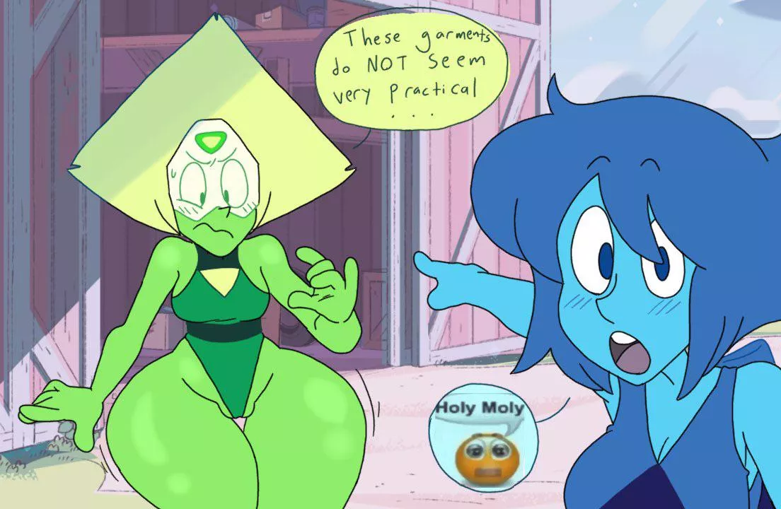 Peridot tries some new garments (Art by RubberLemToons)