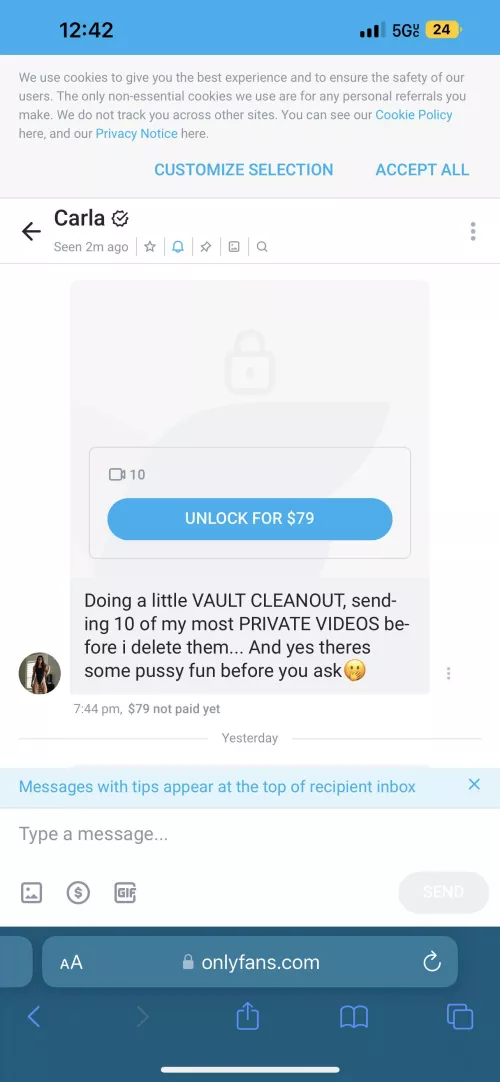 Selling Carla000 or carls leclercq leaks for HALF off 40$ mega DM ME