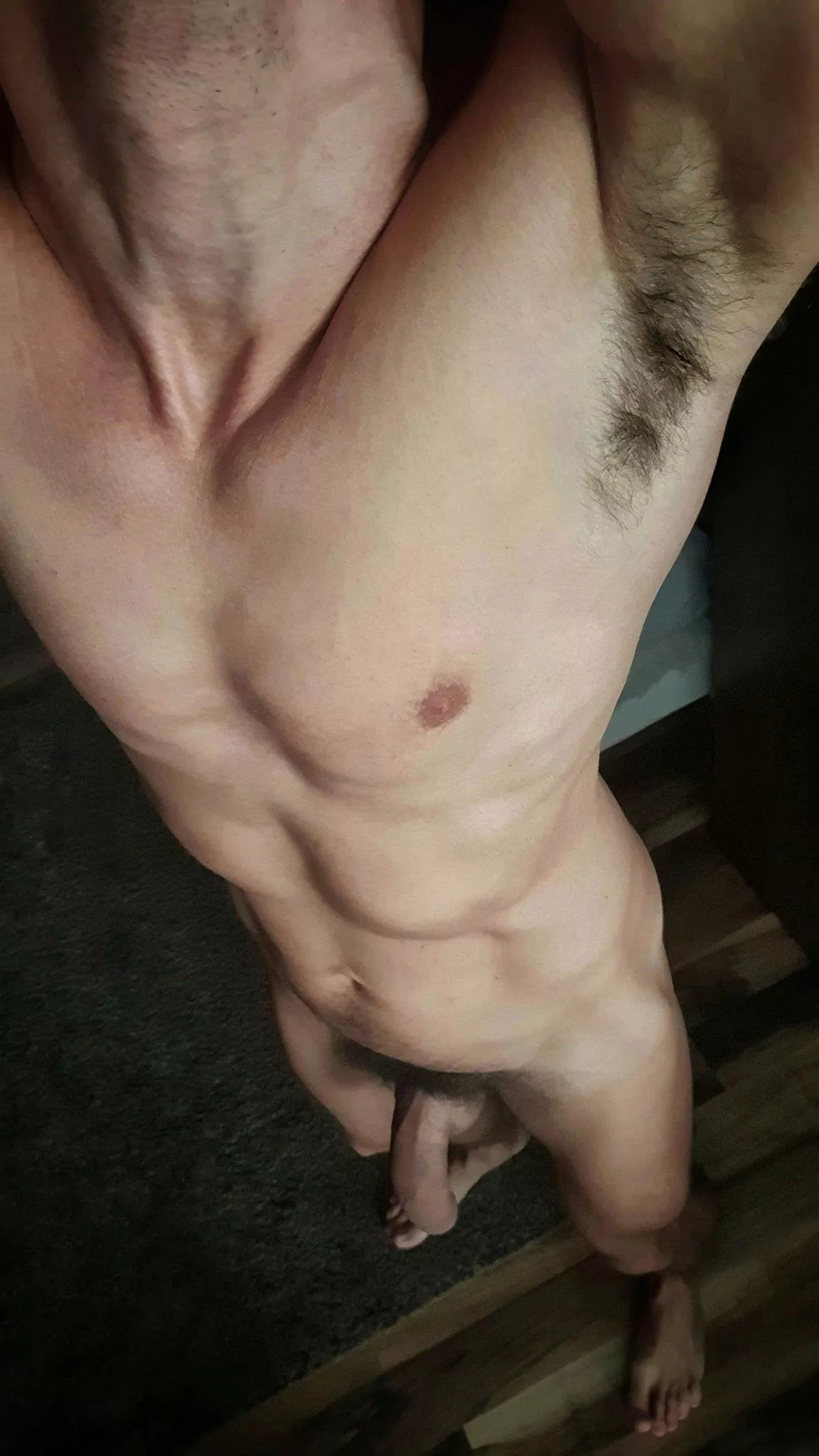 Sweaty after gym. Pits could be thicker tho 🤔