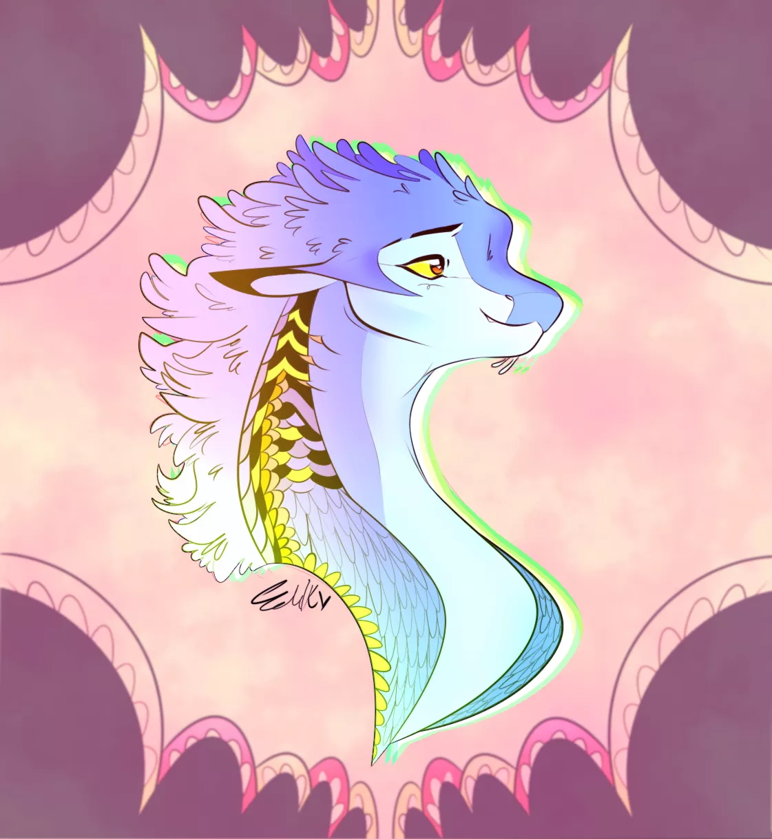 blue dragoness! - art by me