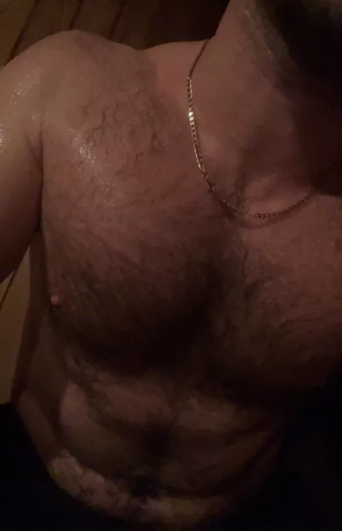 Sweaty in the sauna