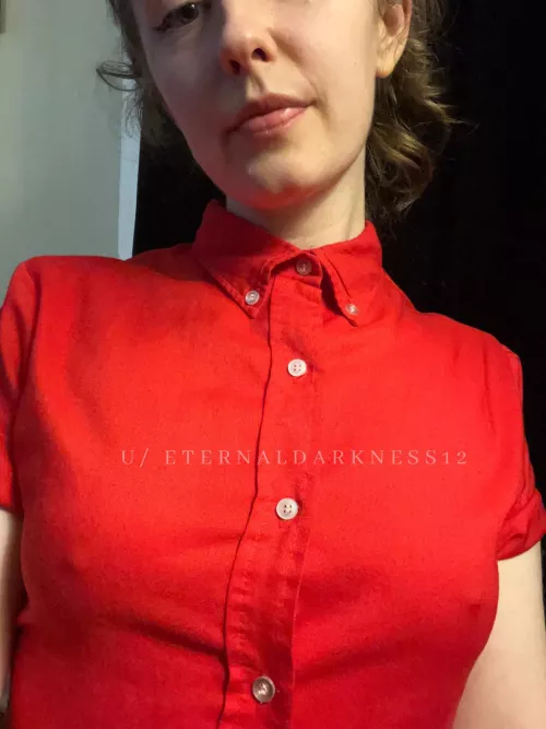 No bra needed when you’re buttoned to the very top!!