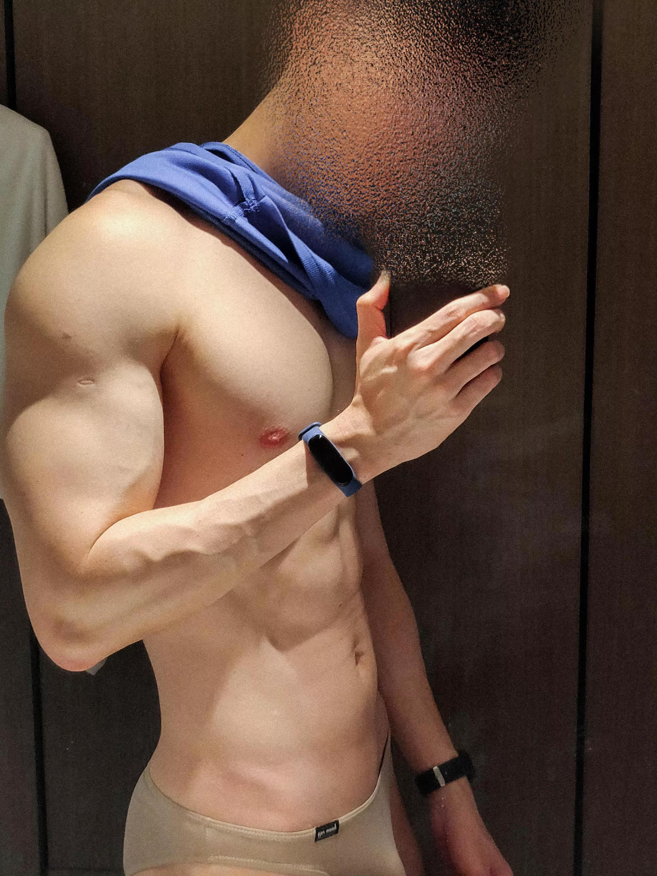 Nude silky briefs got me touching myself 🥵