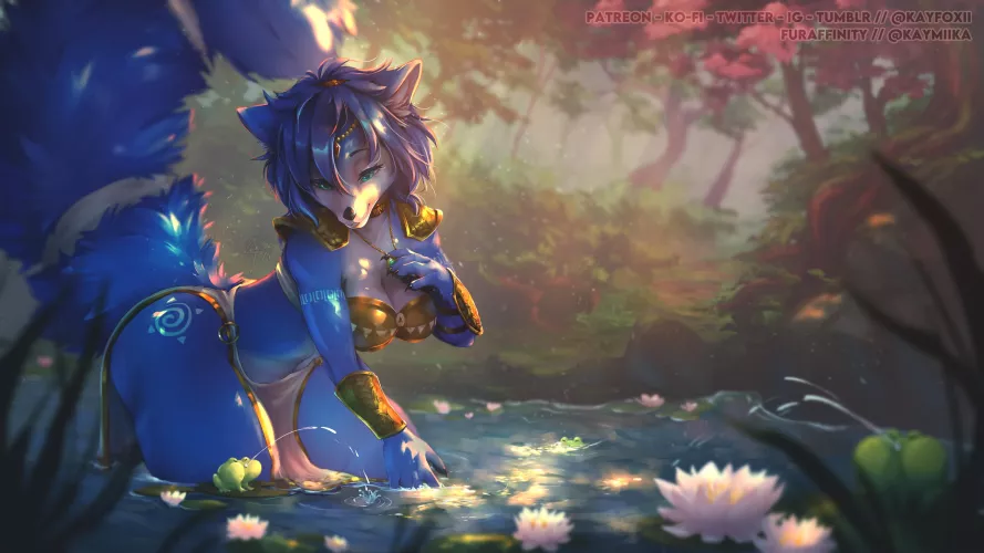 [Q] lilypads & lotus flowers - Krystal fanart for March <3 (kayfoxii)