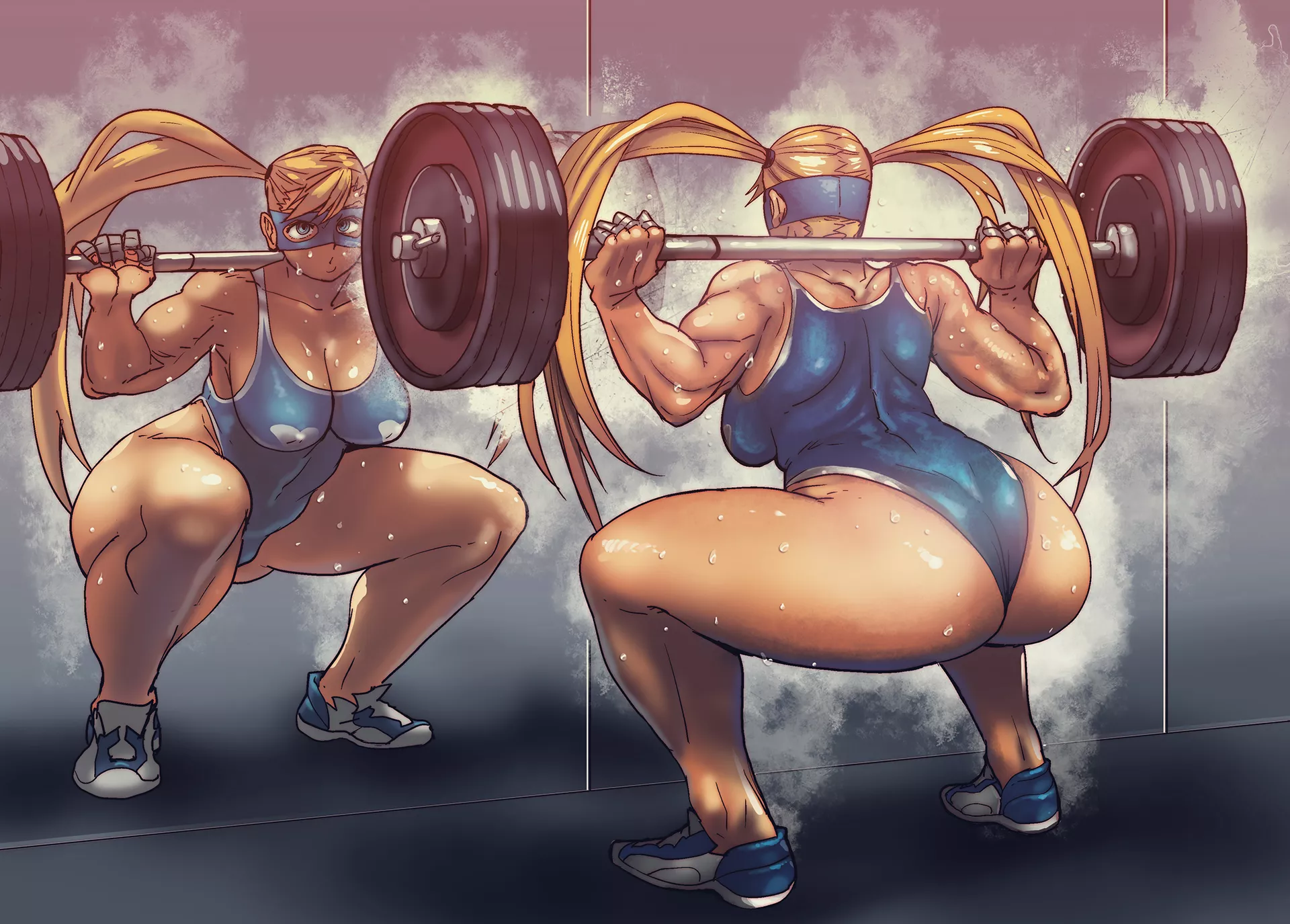 Rainbow Mika does squats (ButcherBoy) [Street Fighter]