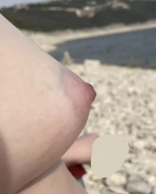 Tits out at the beach! (F)