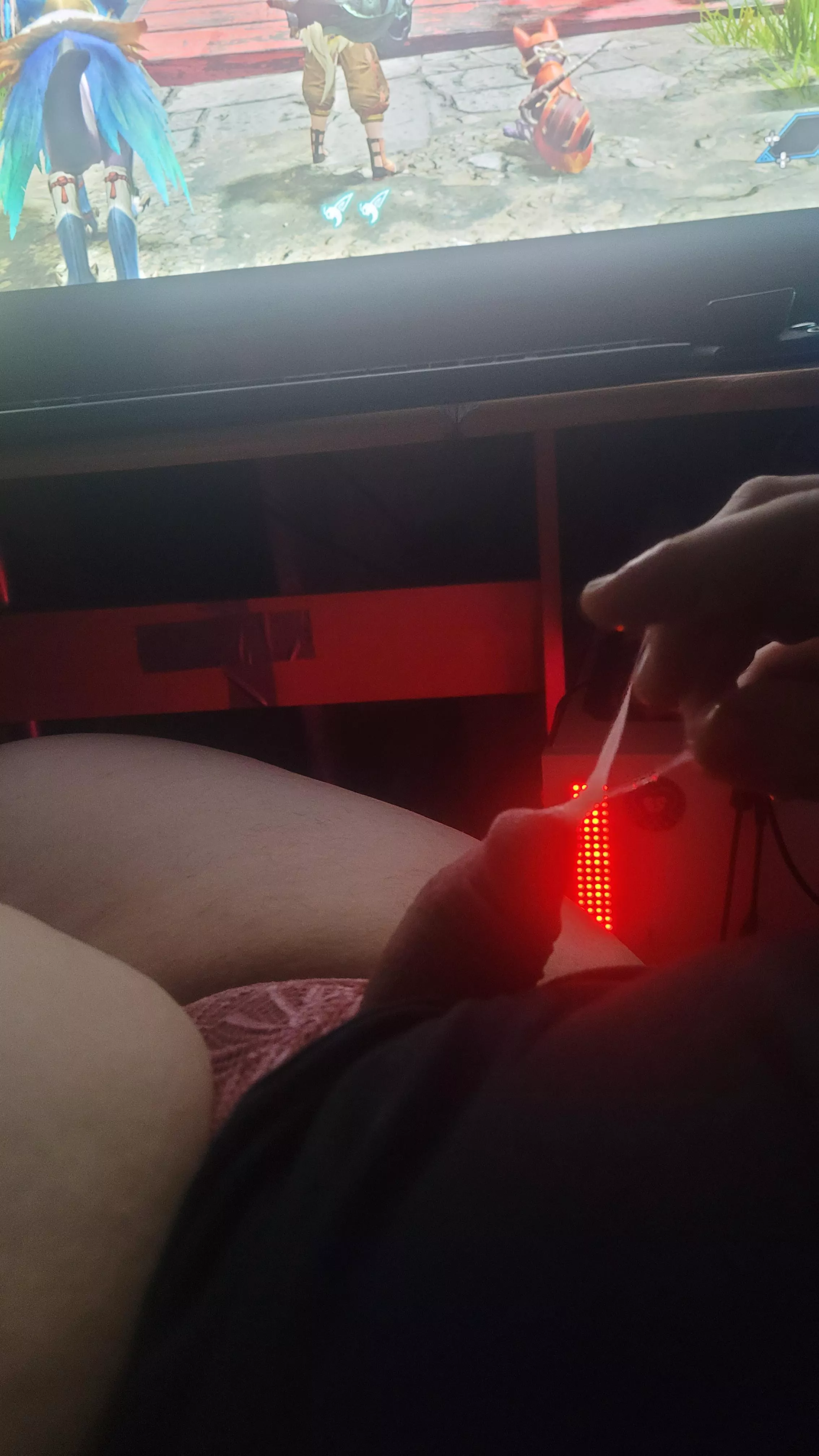 toying with my little fem cock wail playing monster hunter rise like a good sissy