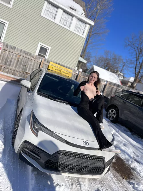 Waiting patiently for the driver instructor to give me a lesson