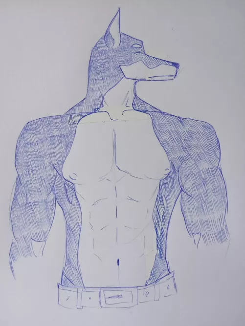 [X] Nonsexual depiction of nudity. I doodled Eliot shirtless while doing some muscle practice.