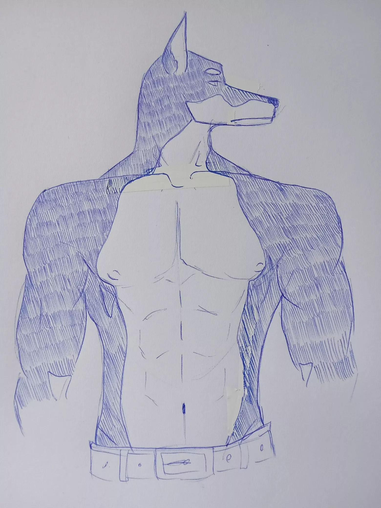 [X] Nonsexual depiction of nudity. I doodled Eliot shirtless while doing some muscle practice.