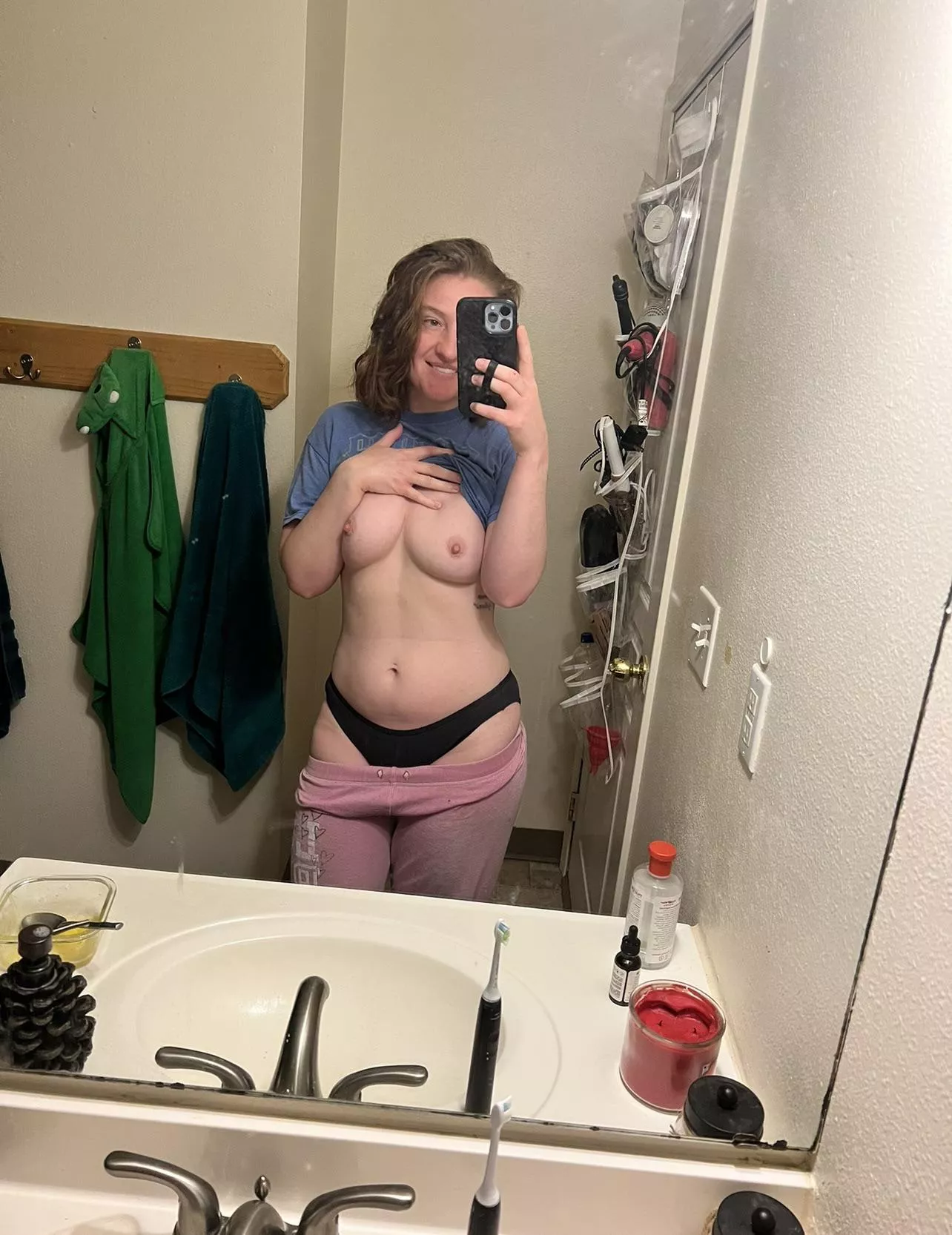 Mirror selfie with my black undies on [f]