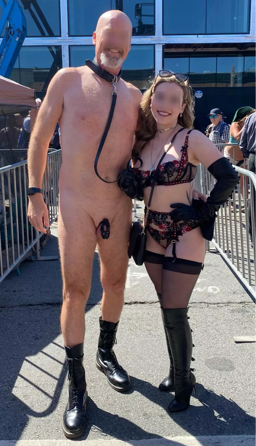 My beautiful Key Holder took me to the Folsom Street Fair 2022! She paraded me in front of thousands of people caged and on a leash!