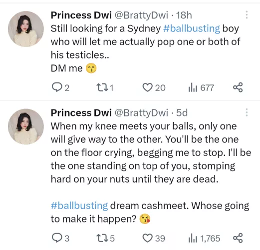 Wish I was in Sydney 😭 anyone been ballbusted by her yet?