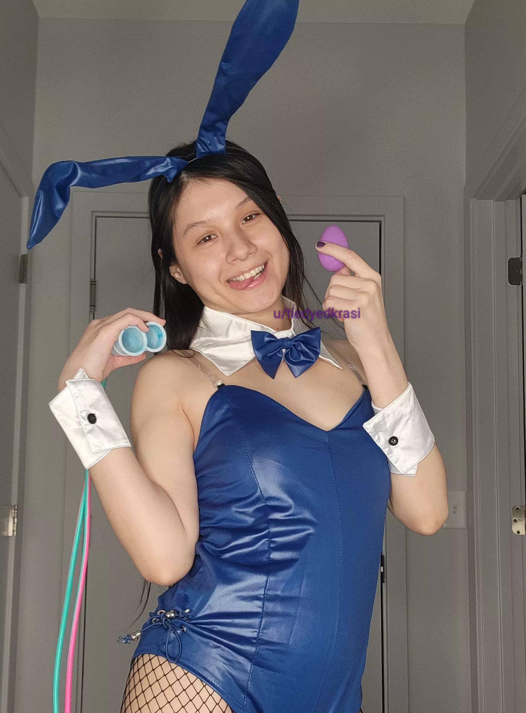 Bunny happy to have gotten the egg