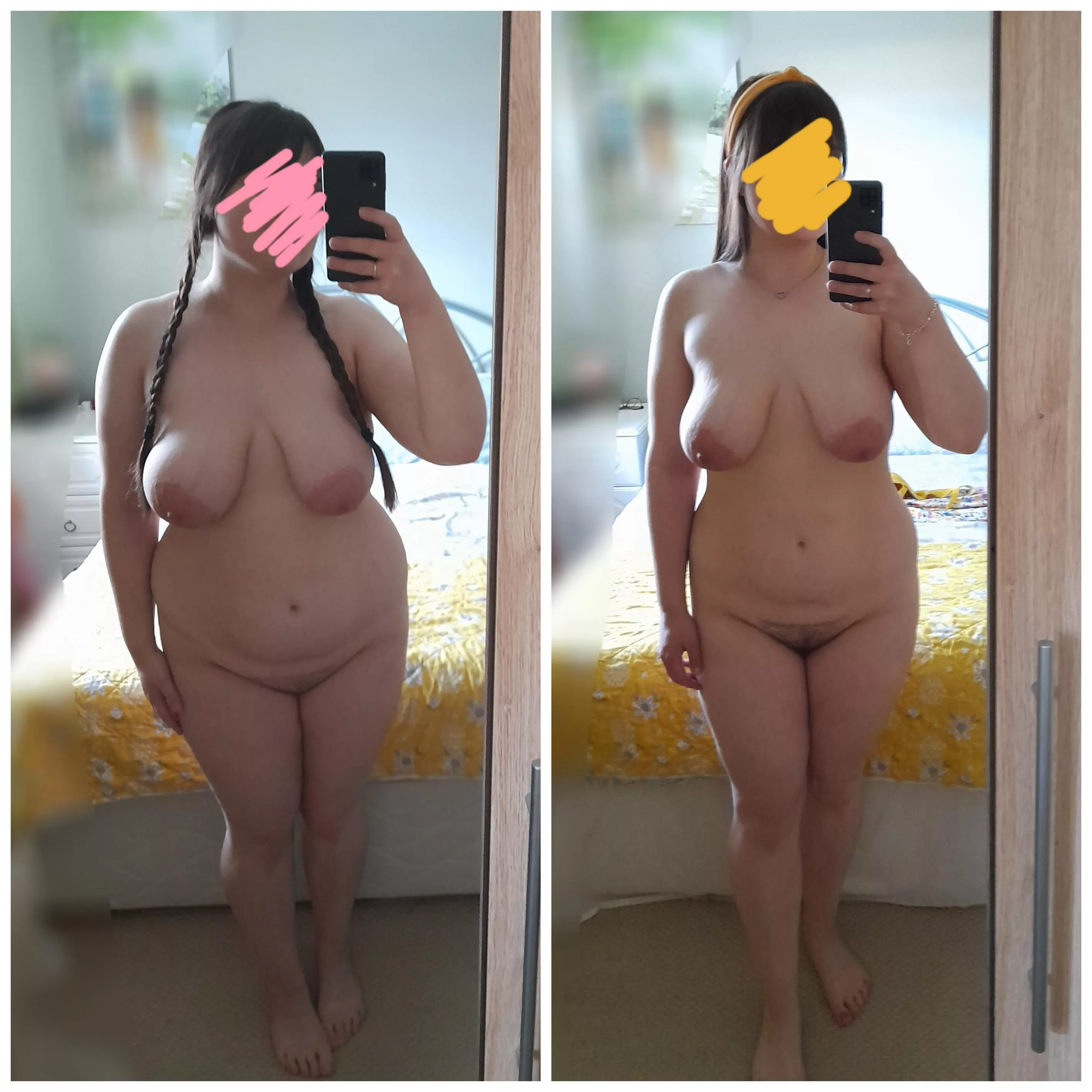 (F 35 170 5'5) I'm feeling really proud of myself for losing 30 lbs. My before pic (taken at the end of Dec) and a pic I took today 😊