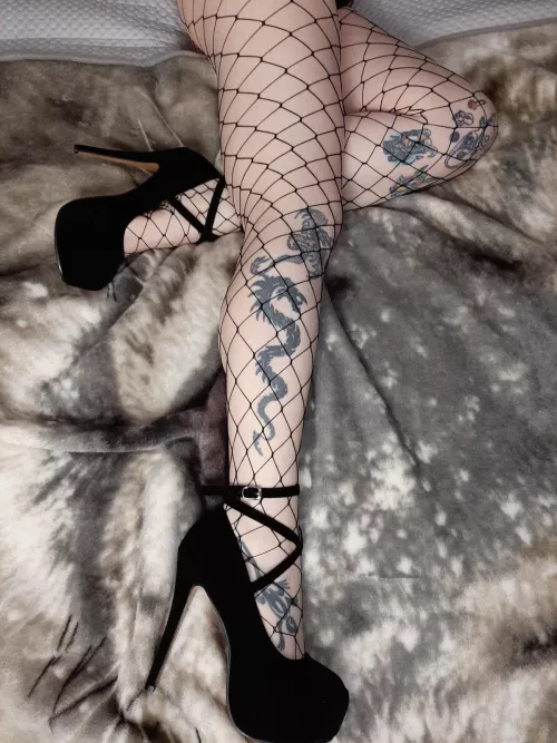 In my favourite fishnets! They don't cover much hehe