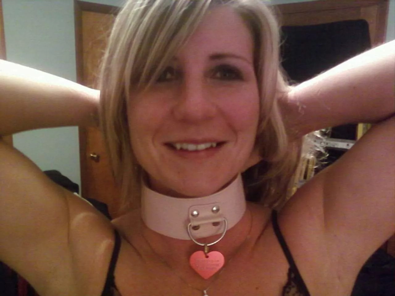 Just a mom wearing her locking collar.