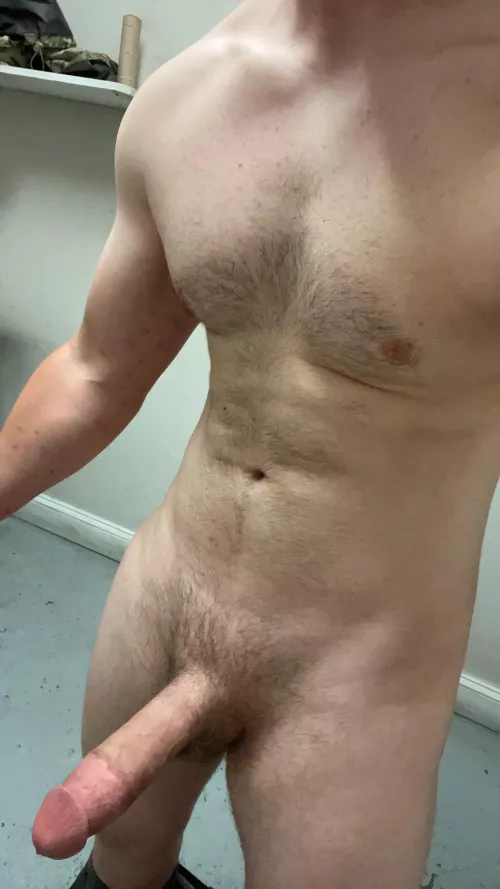 Just a young guy naked at work